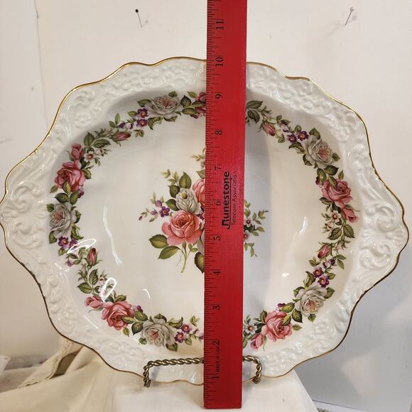 James Kent Old Foley Harmony Rose Oval Serving Bowl England 10.5" - Picture 3 of 8